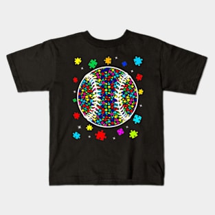 Autism Puzzle Baseball Support Autism Awareness Kids T-Shirt